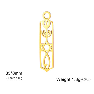 Pendant rectangle with symbols surgical steel two color variants