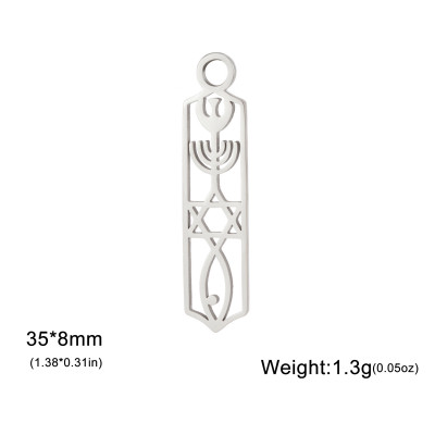 Pendant rectangle with symbols surgical steel two color variants