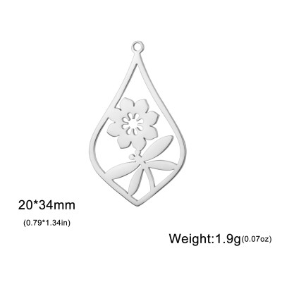 Pendant drop with flower surgical steel two colour variants