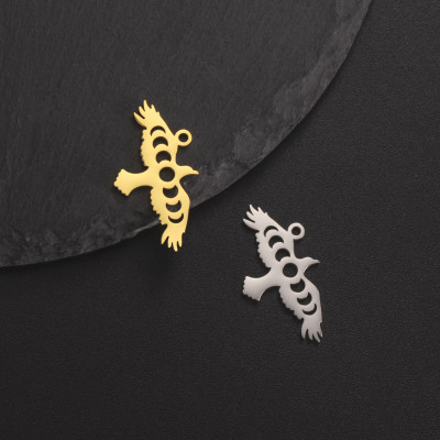Pendant flying bird of prey surgical steel two color variants