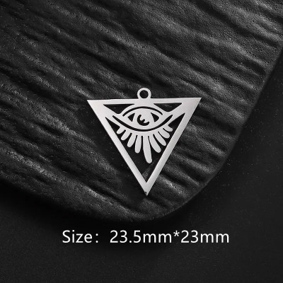 Pendant triangle with symbols larger surgical steel two colour variants