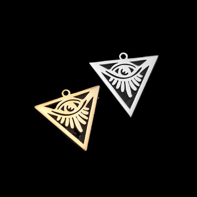 Pendant triangle with symbols larger surgical steel two colour variants