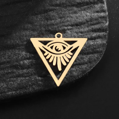 Pendant triangle with symbols larger surgical steel two colour variants