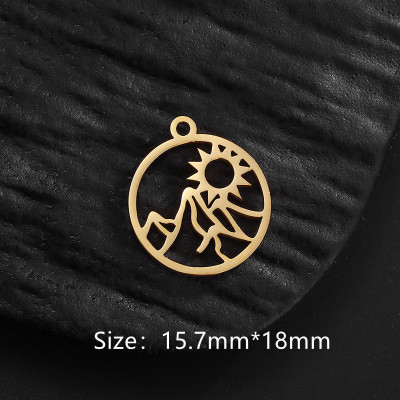 Pendant mountain sun surgical steel two color variants