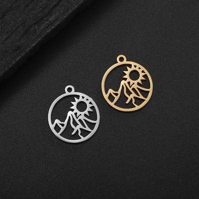 Pendant mountain sun surgical steel two color variants