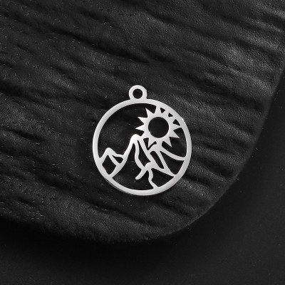 Pendant mountain sun surgical steel two color variants