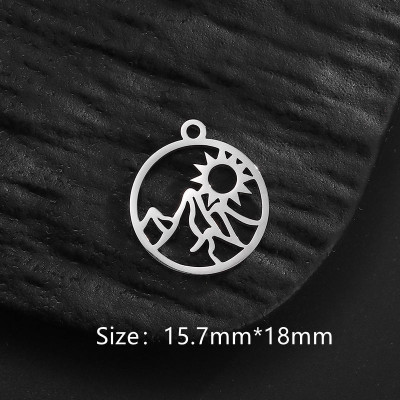 Pendant mountain sun surgical steel two color variants