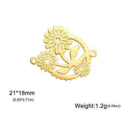 Surgical steel flower connector two variants