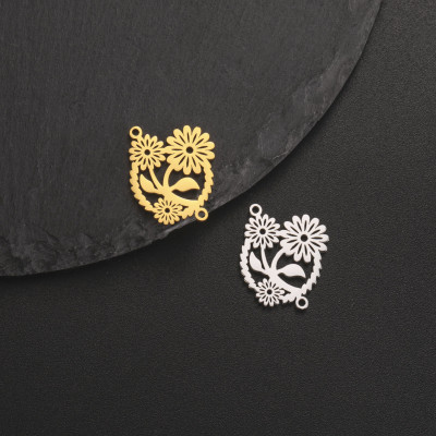 Surgical steel flower connector two variants