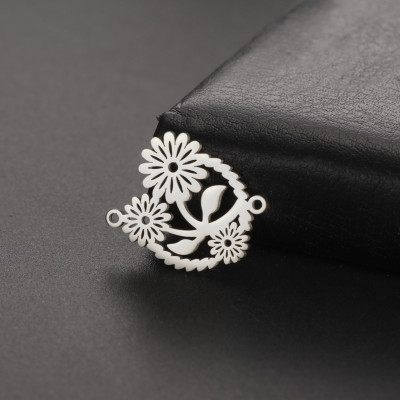 Surgical steel flower connector two variants