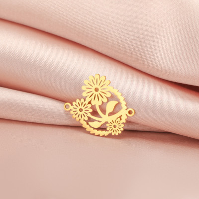 Surgical steel flower connector two variants