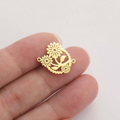 Surgical steel flower connector two variants