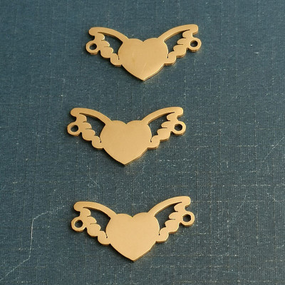 Heart connector with wings surgical steel two combinations