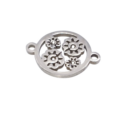 Connector wheel with flowers surgical steel