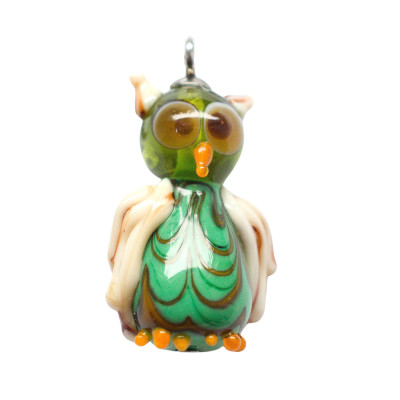 Owl handmade glass pendant