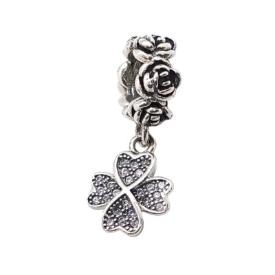 Four-leaf clover bead with zircons AG 925/1000