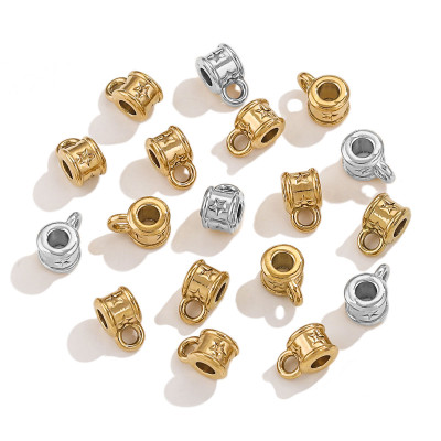 Bead with an eyelet decorated with hearts, surgical steel