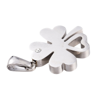 Four-leaf clover pendant with shell surgical steel