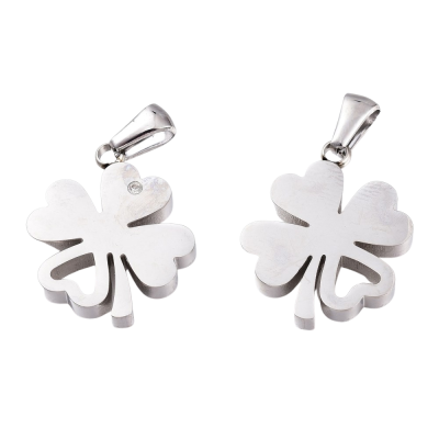 Four-leaf clover pendant with shell surgical steel