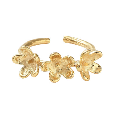 Adjustable ring with a round bowl for sticking a cabochon, surgical steel