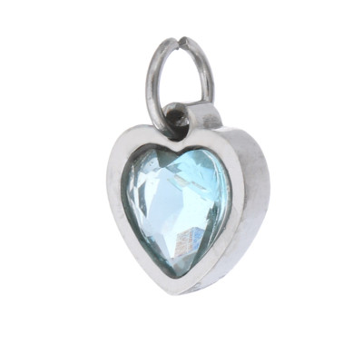Heart pendant with colored stone, surgical steel
