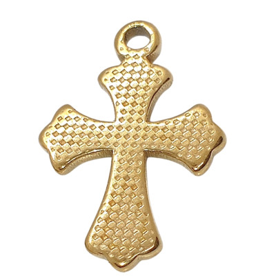 Přívěsek křížek z chirurgické oceli zlatá galvanizace