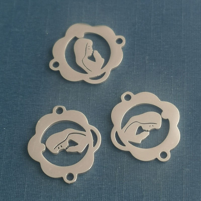 Infinity connector made of surgical steel in three color combinations