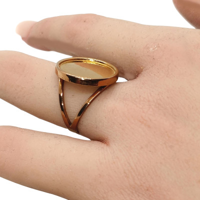 Adjustable ring with round bowl three colour options surgical steel