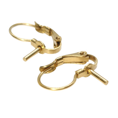 Mechanická náušnice s bodcem chirurgická ocel  PVD light gold