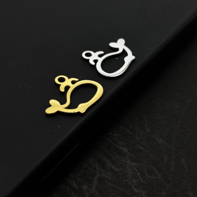 Surgical steel whale pendant