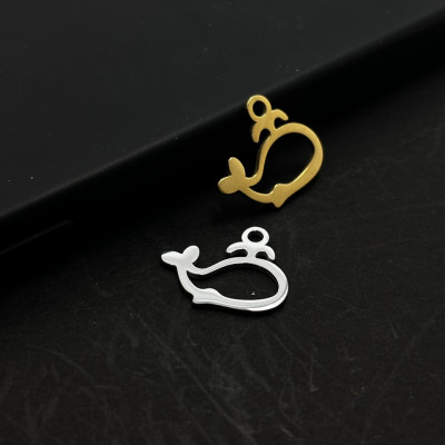 Surgical steel whale pendant