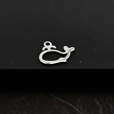 Surgical steel whale pendant