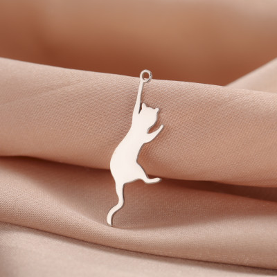 Micka cat pendant, surgical steel, two color variants