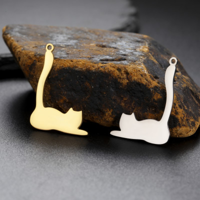 Micka cat pendant, surgical steel, two color variants