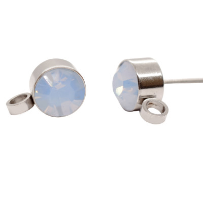 Puseta se šatonem barvy Light Sapphire Opal z chirurgické oceli