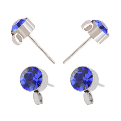 Sash with Sapphire color rhinestone from surgical steel