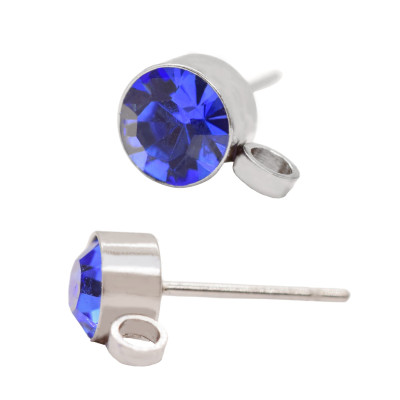 Sash with Sapphire color rhinestone from surgical steel