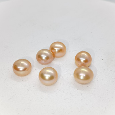 Pearl freshwater IN gold SALMON COLOUR 9-9,5mm HALF DRILED