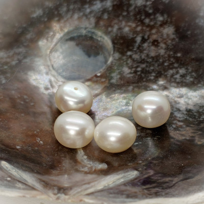 Natural freshwater pearl 9,5-10mm drilled