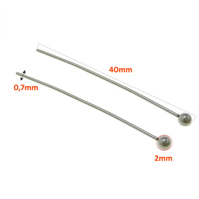 Stainless steel headpins 40mm