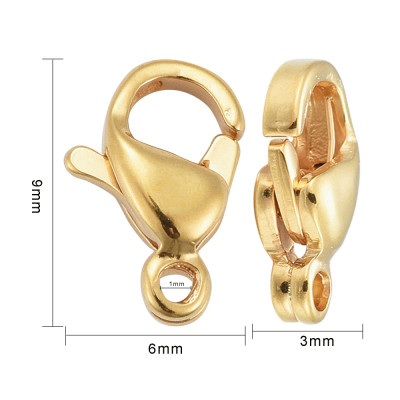 304 Stainless Steel Lobster Claw Clasps 10 x 6mm gold plating