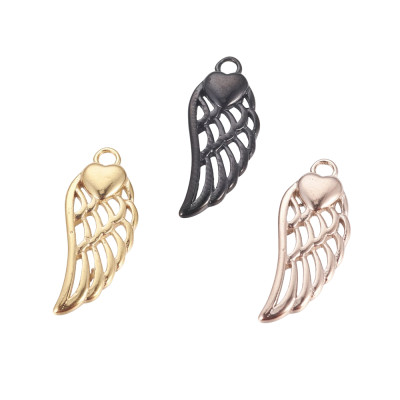 Pendant wing in three color combinations of surgical steel