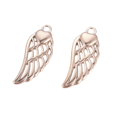 Pendant wing in three color combinations of surgical steel