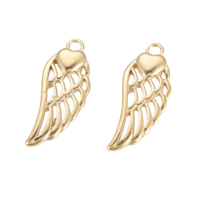 Pendant wing in three color combinations of surgical steel