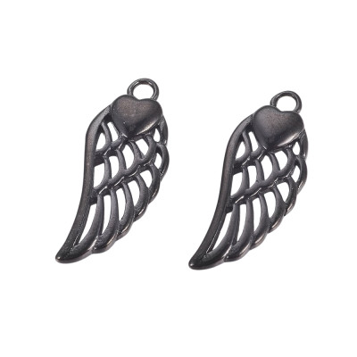 Pendant wing in three color combinations of surgical steel