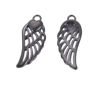 Pendant wing in three color combinations of surgical steel