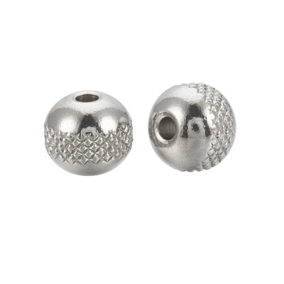 Bead with an embossed pattern in the middle of surgical steel
