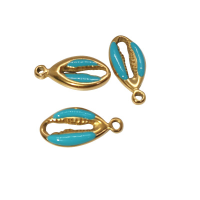 Přívěsek mušle s barevným emailem zlatá galvanizace