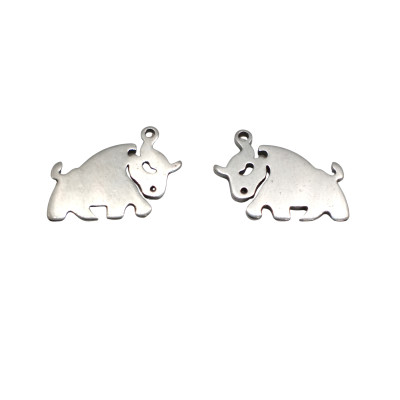 Small bull pendant surgical steel