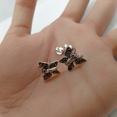 Marcasite heart earrings AG 925/1000